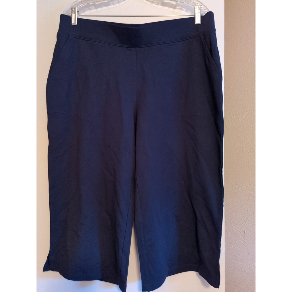 D&Co Active Women's Navy Blue Stretch Pants Large Mid Calf Length